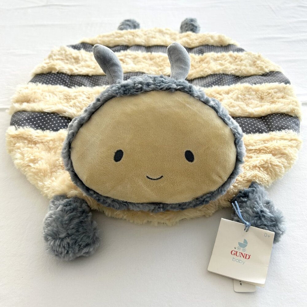 New! Baby GUND Comfy Cozy Buzzi Lovey Blanket Bee Plush Play Mat Yellow Gray NWT - Picture 2 of 7